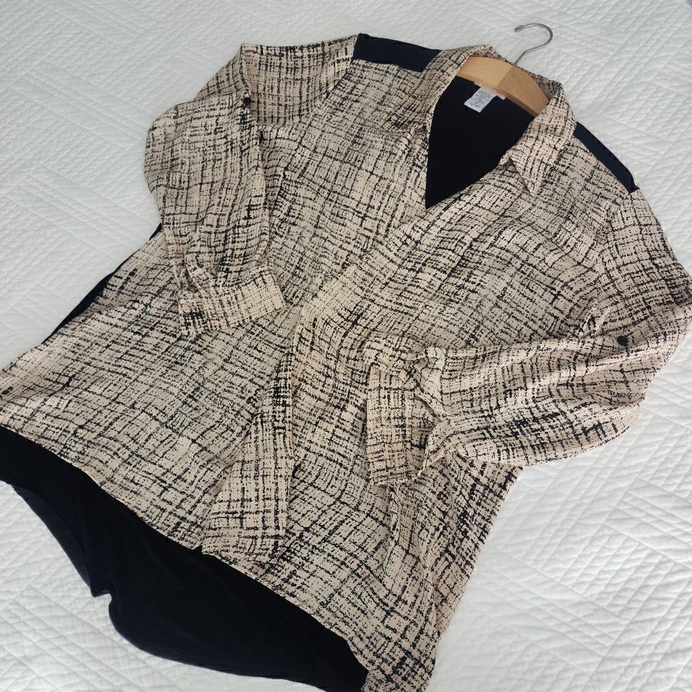 Soft surroundings pop over high low roll up sleeves lagenlook minimalist blouse - Picture 15 of 16